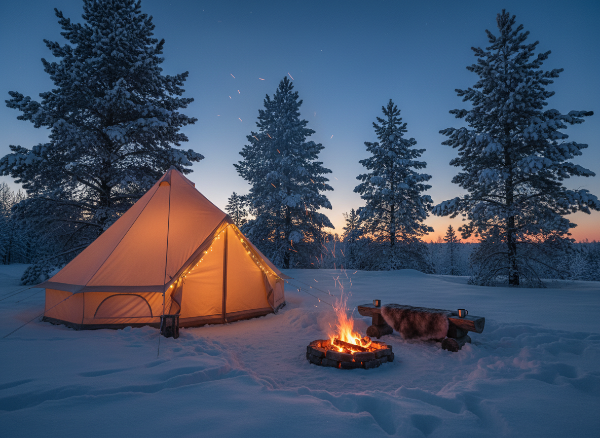 Winter Camping in the snowy outdoors